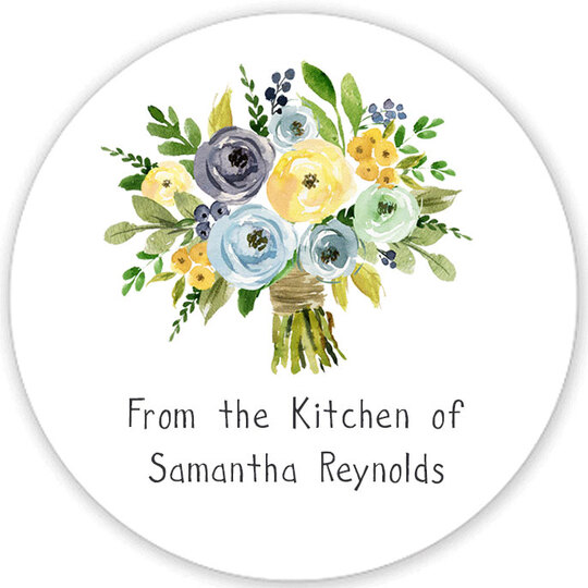 Yellow and Blue Bouquet Kitchen Round Stickers